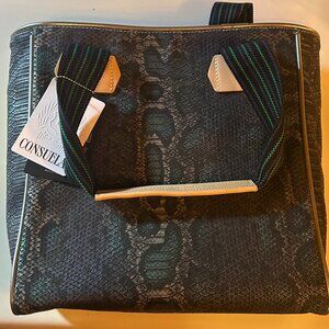 NWT Consuela Tote Bag--Snakeskin and Blue Floral